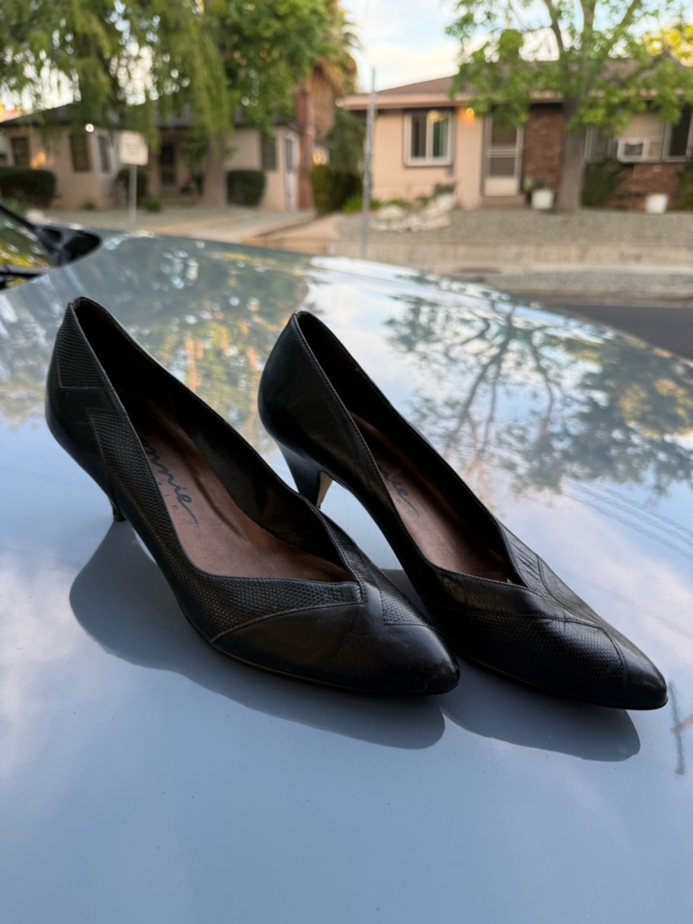 Staccato Black Pointed-Toe Mid Heel Pumps